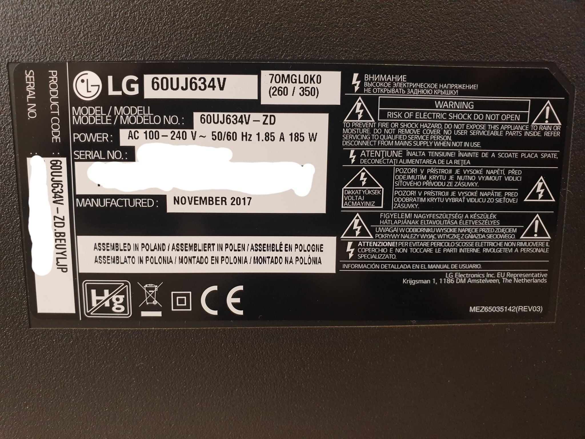 Reparar TV LG 60 pulgadas 60UJ634V ZD Servicio técnico Colmenar Reparar TV LG 60 pulgadas 60UJ634V ZD Servicio técnico Colmenar